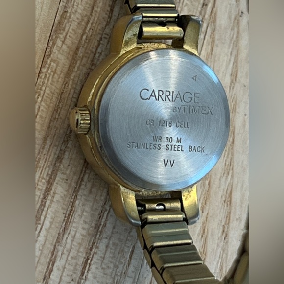 Carriage Ladies Watch Indiglo White Dial Two Tone Stretch Stainless Bracelet - Picture 7 of 8